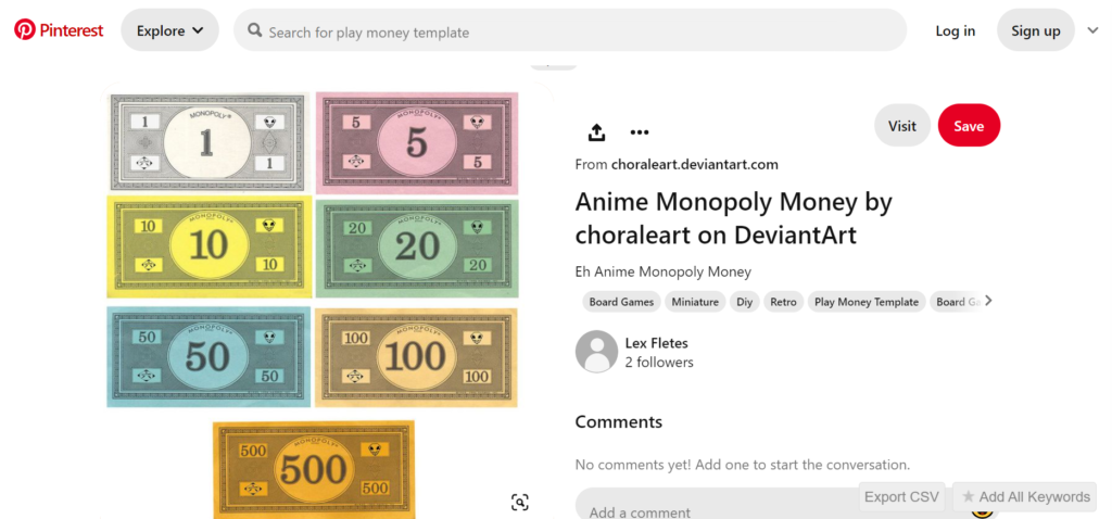 Pinterest monopoly money template